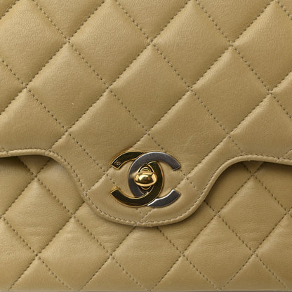 Chanel Lambskin Quilted Medium Double Flap Beige 12 of 14