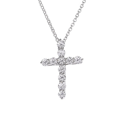 Tiffany Platinum Diamond Small Cross Pendant Necklace 1 of 7