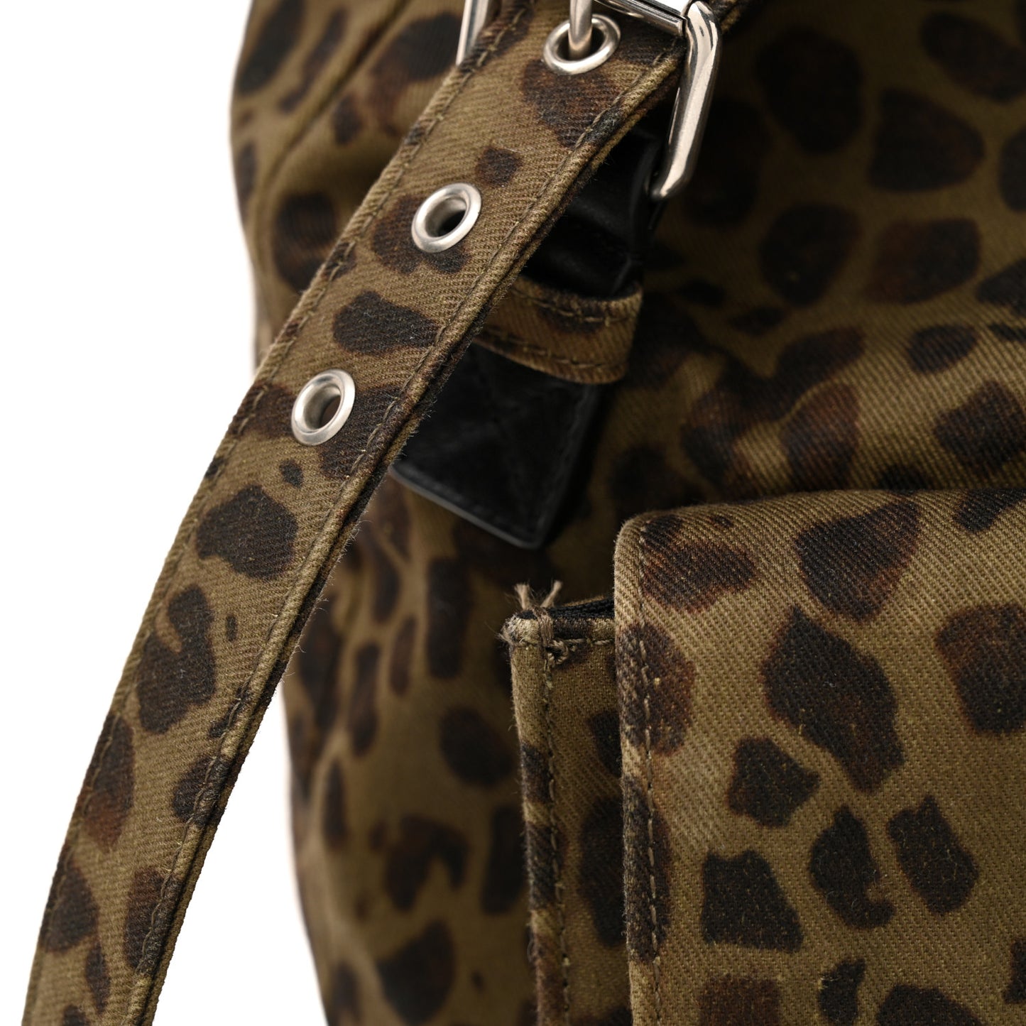 Gabardine Leopard Noe Backpack Khaki Black