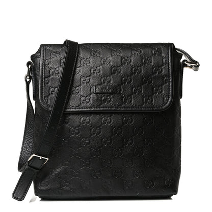 Gucci Guccissima Small Flap Messenger Bag Black 1 of 13