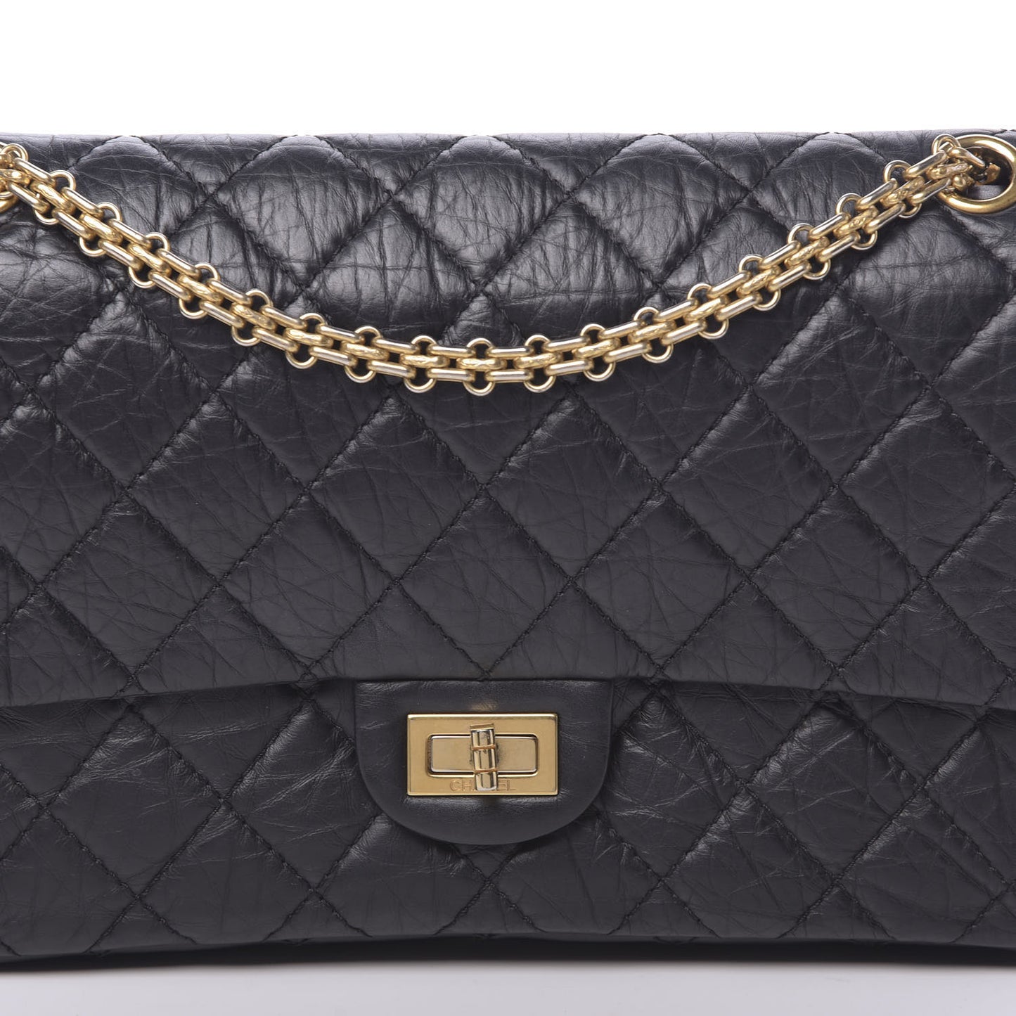 Aged Calfskin Quilted 2.55 Reissue 226 Flap Black