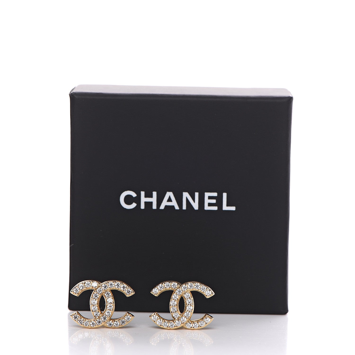Chanel Crystal CC Earrings Gold 5 of 5