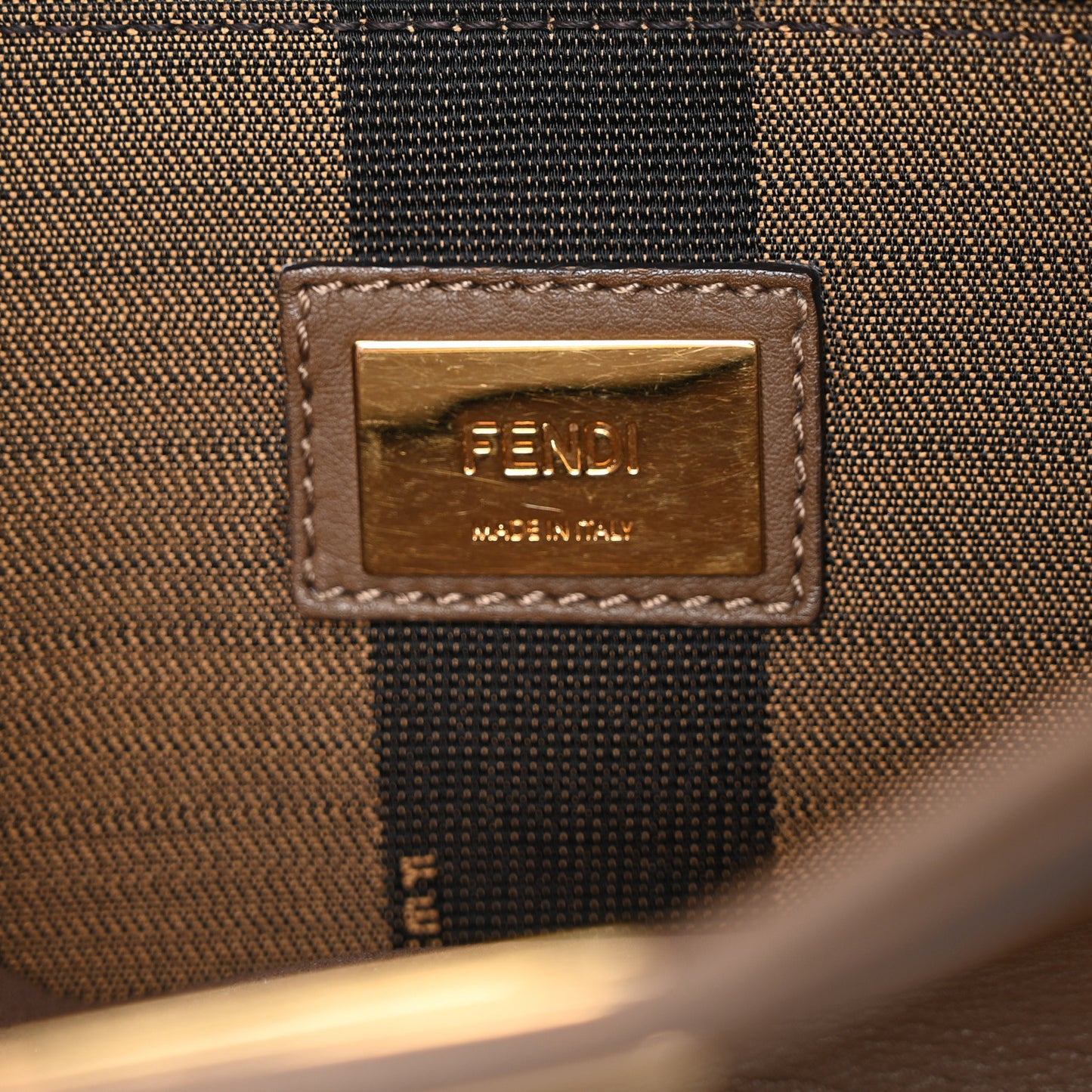 Vitello Seta Fabric Jacquard Pequin Medium Peekaboo Iconic Satchel  Foresta Tobacco