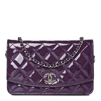 Chanel Patent Quilted Brilliant Wallet On Chain WOC Violet 1 of 11