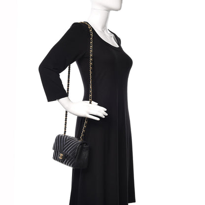 Chanel Iridescent Calfskin Chevron Quilted Mini Rectangular Flap Black 2 of 13