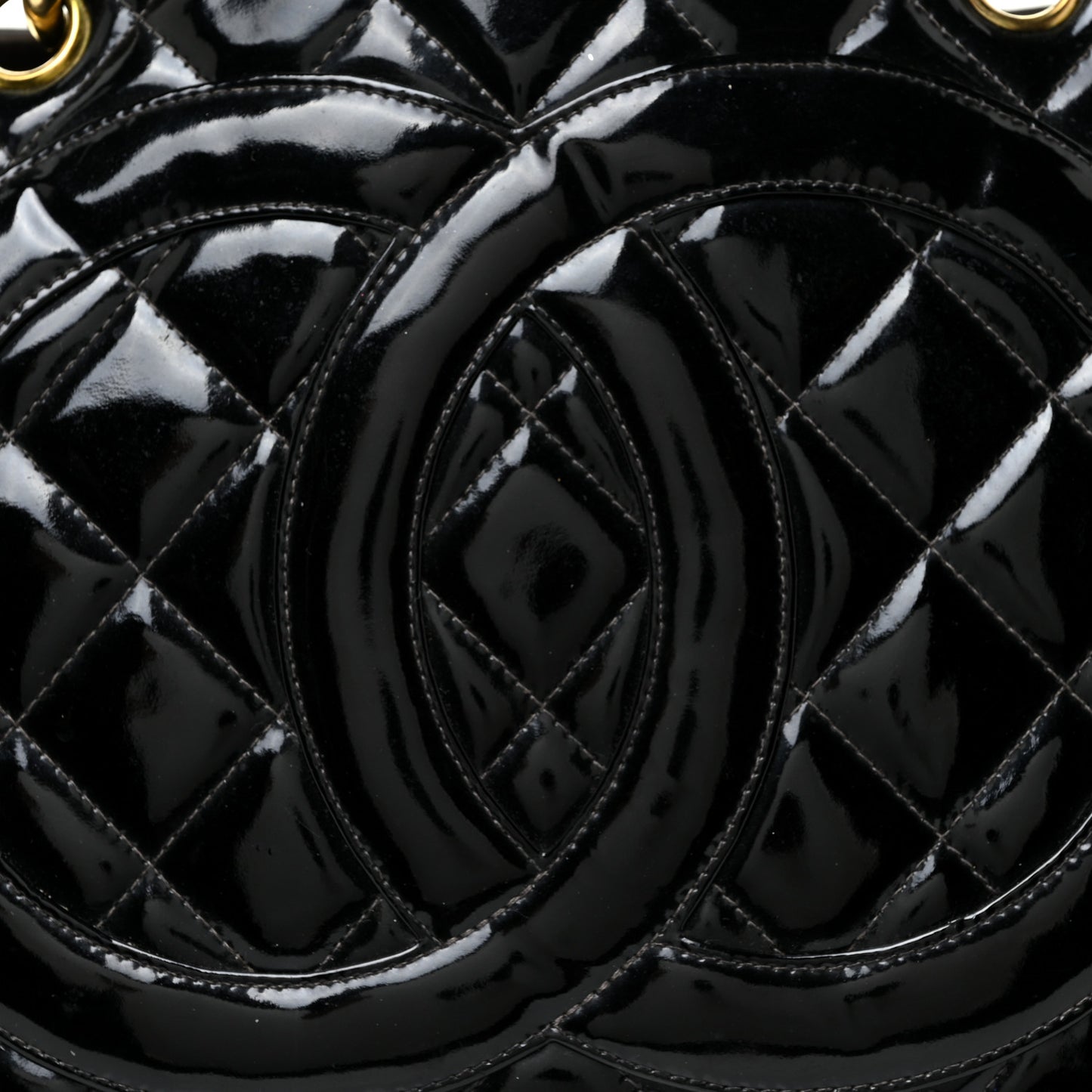 Patent Quilted Timeless CC Tote Black