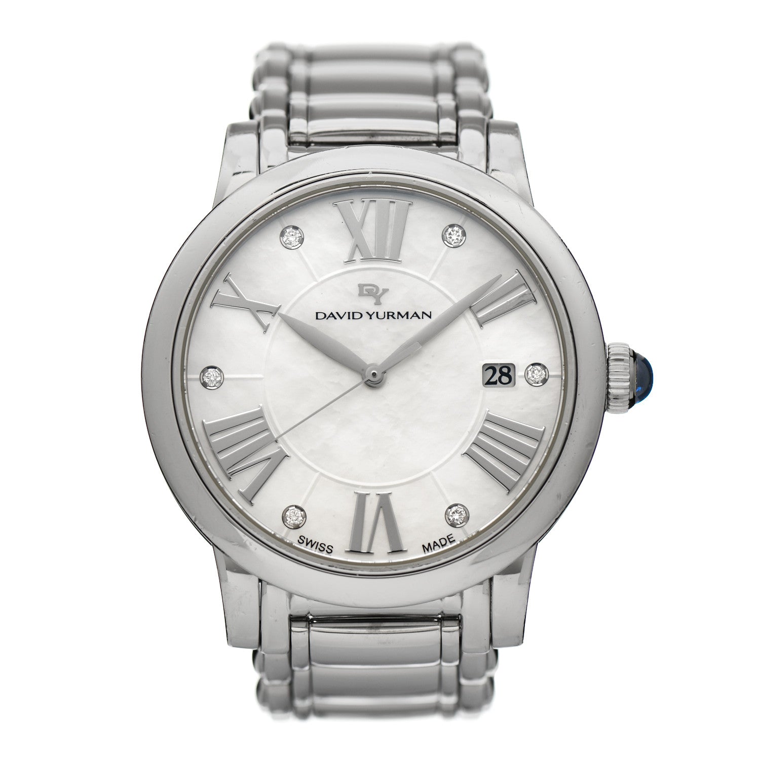 David Yurman Stainless Steel Diamond Mother of Pearl 38mm Classic Quartz Watch 1 of 4