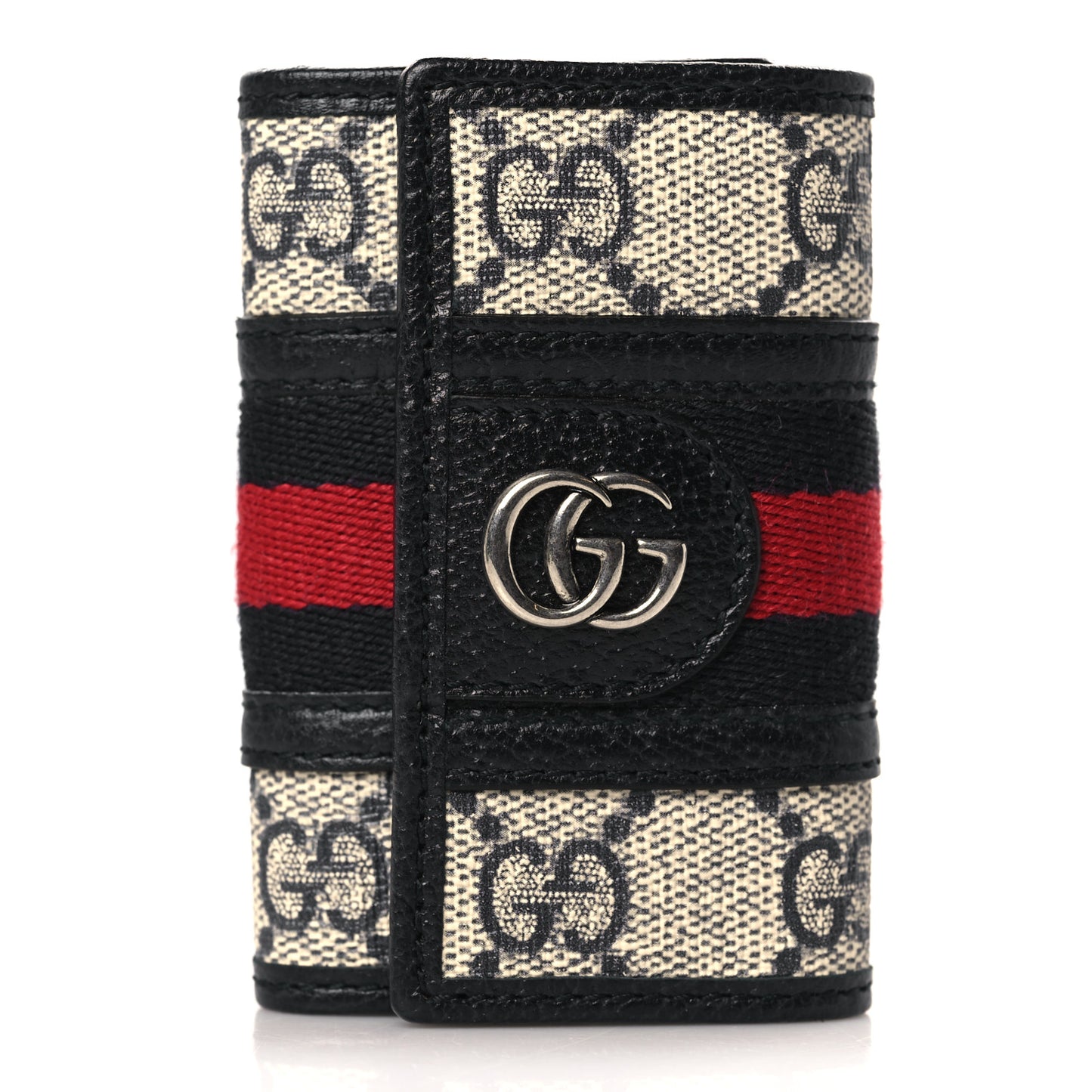 GG Supreme Monogram Web Ophidia 6 Key Holder Case Beige Blue