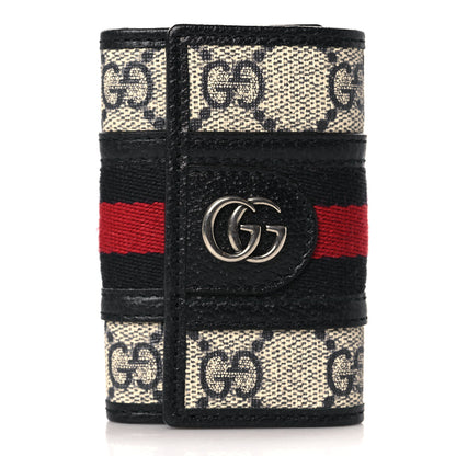 Gucci GG Supreme Monogram Web Ophidia 6 Key Holder Case Beige Blue 1 of 8