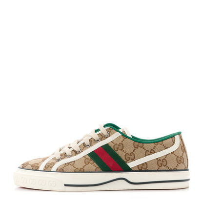 Gucci GG Monogram Web Womens 1977 Tennis Sneakers 38.5 Beige Ebony Mystic White 1 of 8