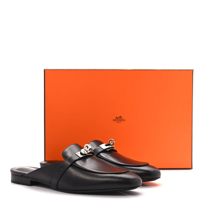 Hermes Goatskin Oz Mules 38.5 Black 9 of 9