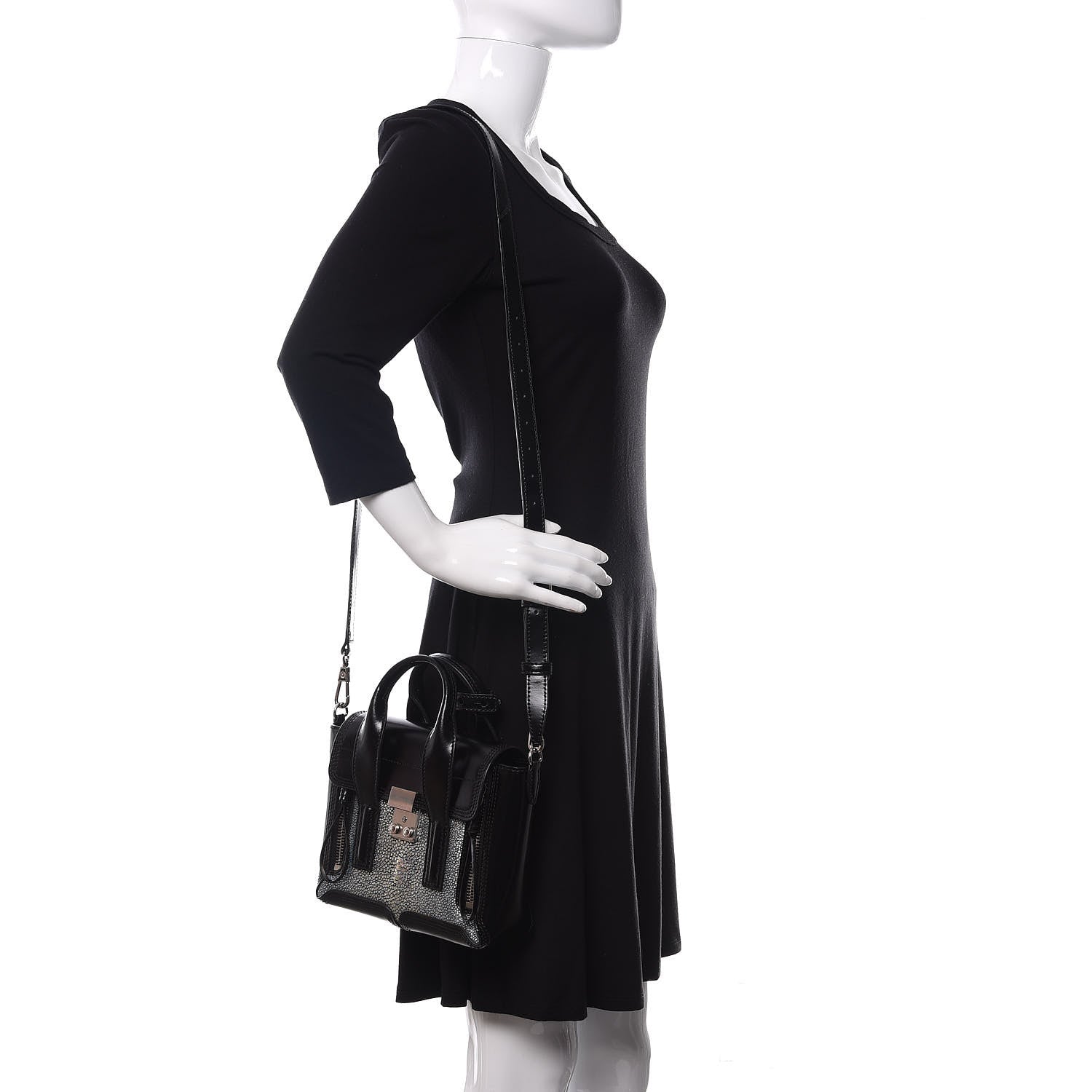 3.1 Phillip Lim 3.1 Smooth Calfskin Stingray Mini Pashli Satchel Black 2 of 11