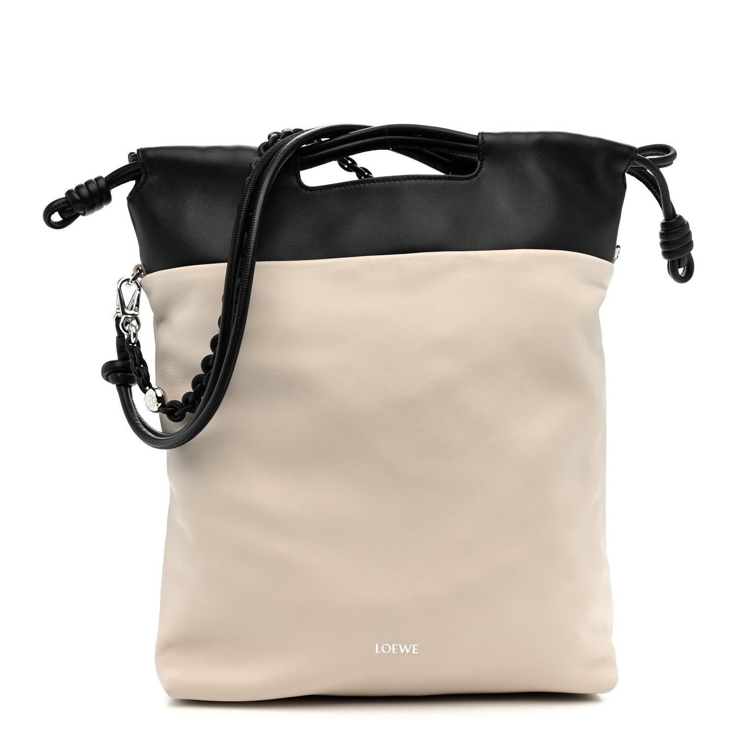 Mellow Nappa Lambskin Flamenco Tote Bag Light Ghost Black