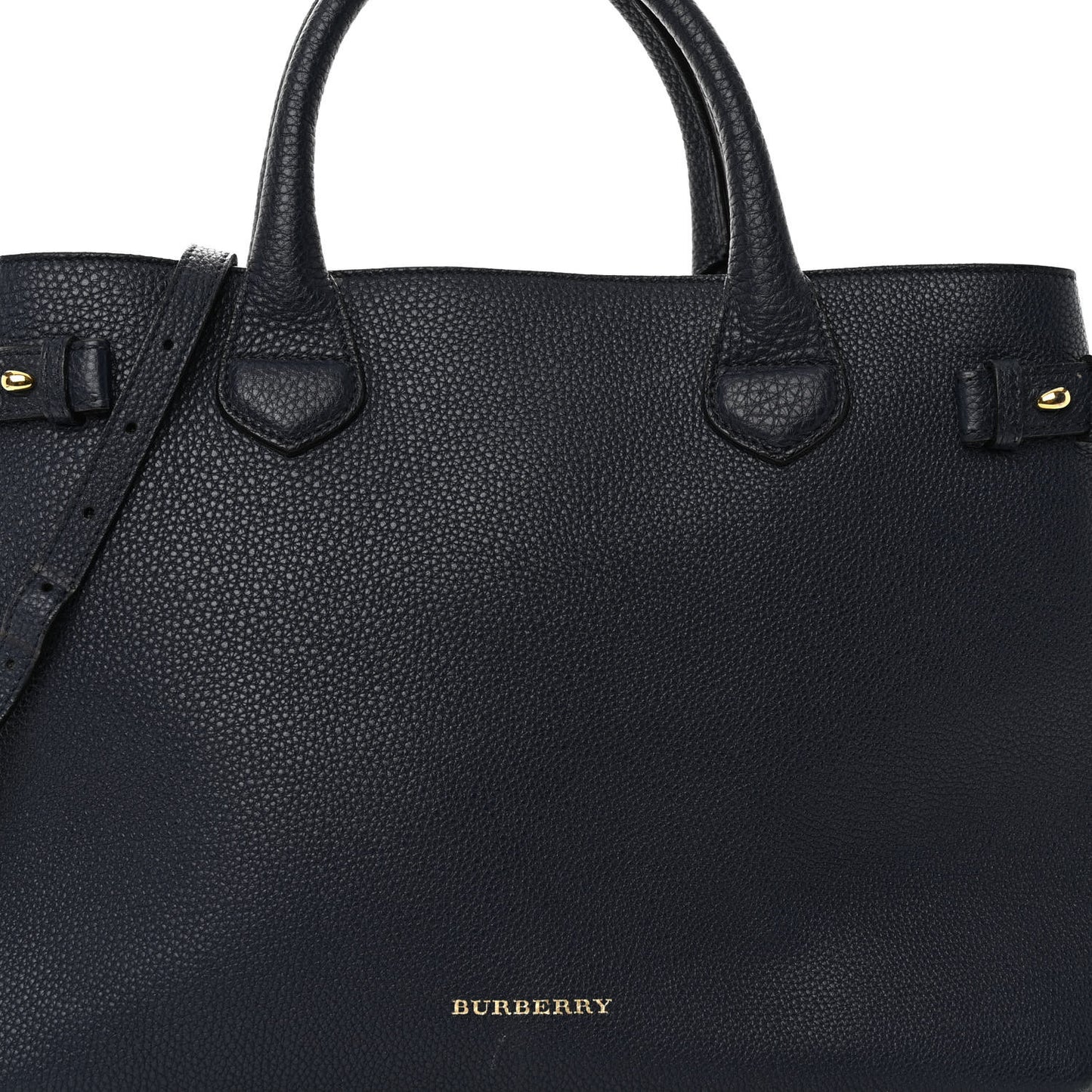 Grainy Calfskin House Check Medium Banner Tote Ink Blue