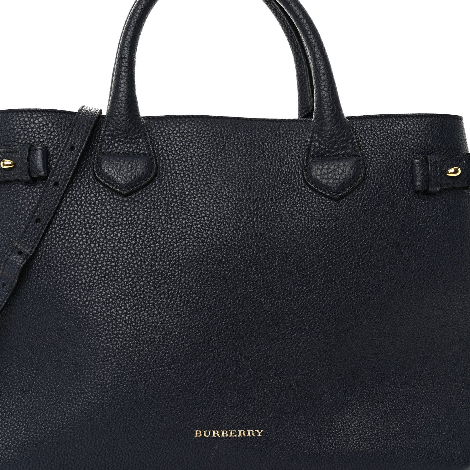 Burberry Grainy Calfskin House Check Medium Banner Tote Ink Blue 8 of 13