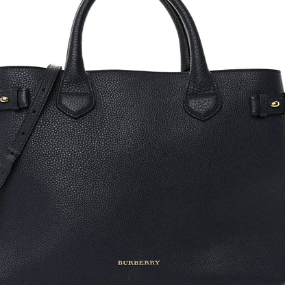 Burberry Grainy Calfskin House Check Medium Banner Tote Ink Blue 8 of 13