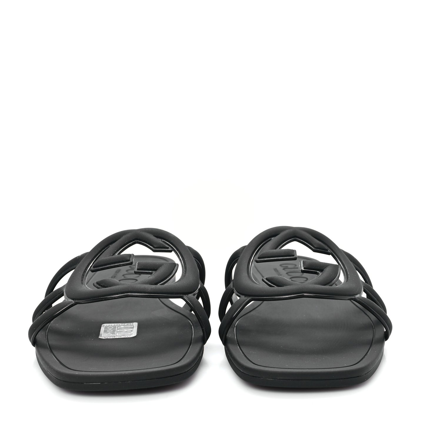 Rubber Womens Interlocking G Slide Sandals  39 Black