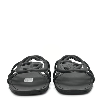Gucci Rubber Womens Interlocking G Slide Sandals  39 Black 3 of 10