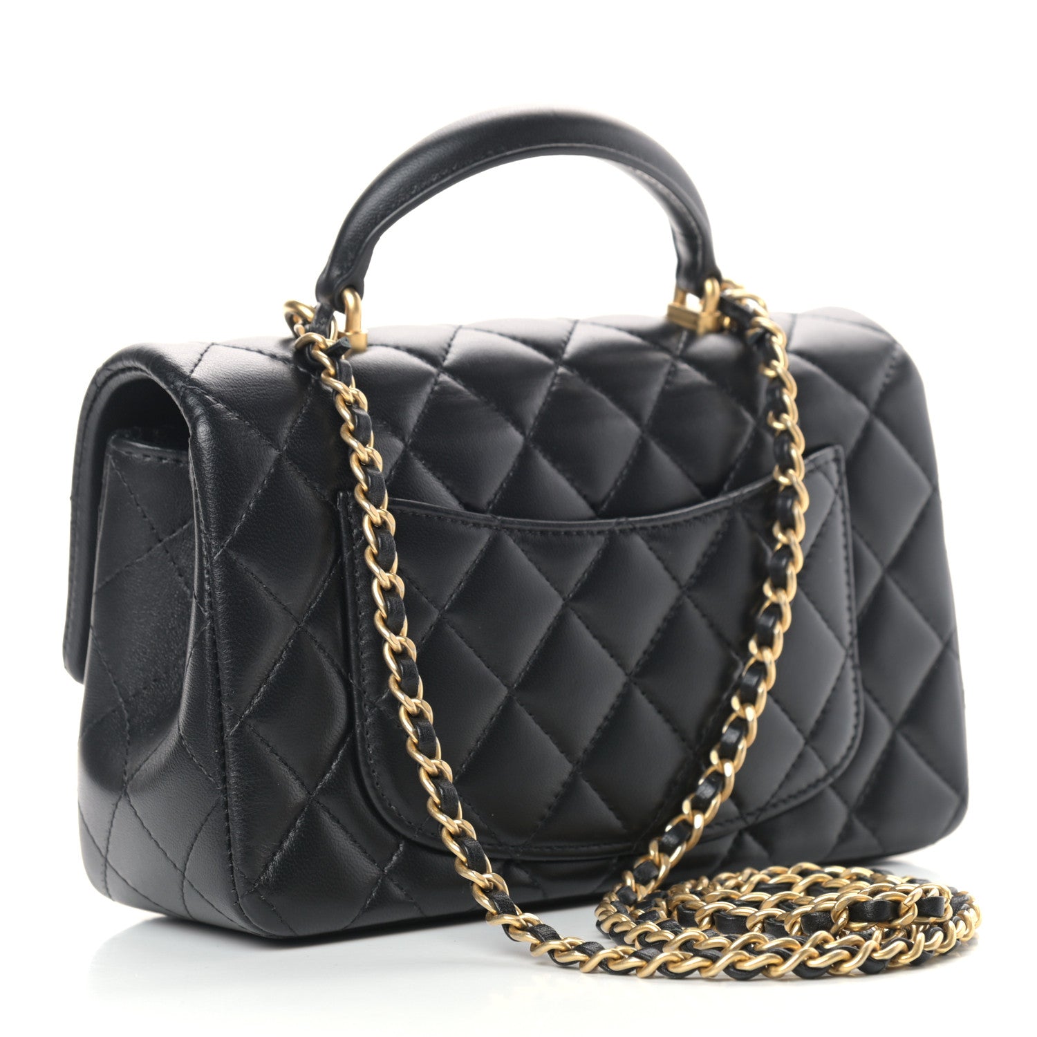 Chanel Lambskin Quilted Mini Top Handle Rectangular Flap Black 3 of 10