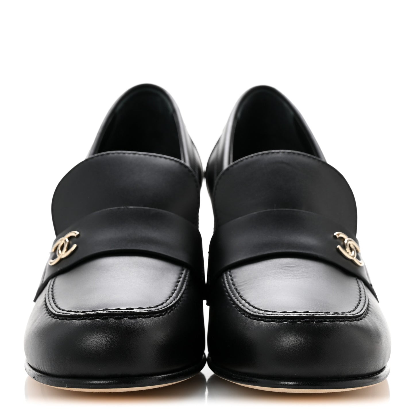 Calfskin CC Loafer Pumps 38 Black