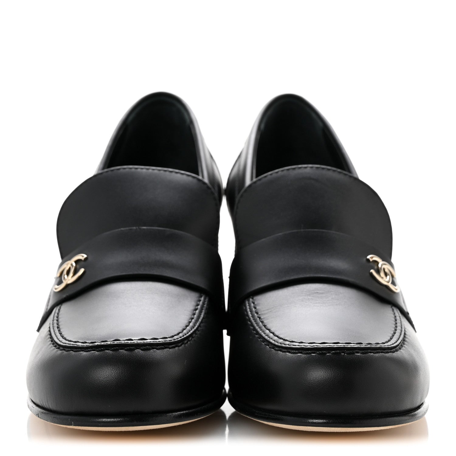 Chanel Calfskin CC Loafer Pumps 38 Black 3 of 10