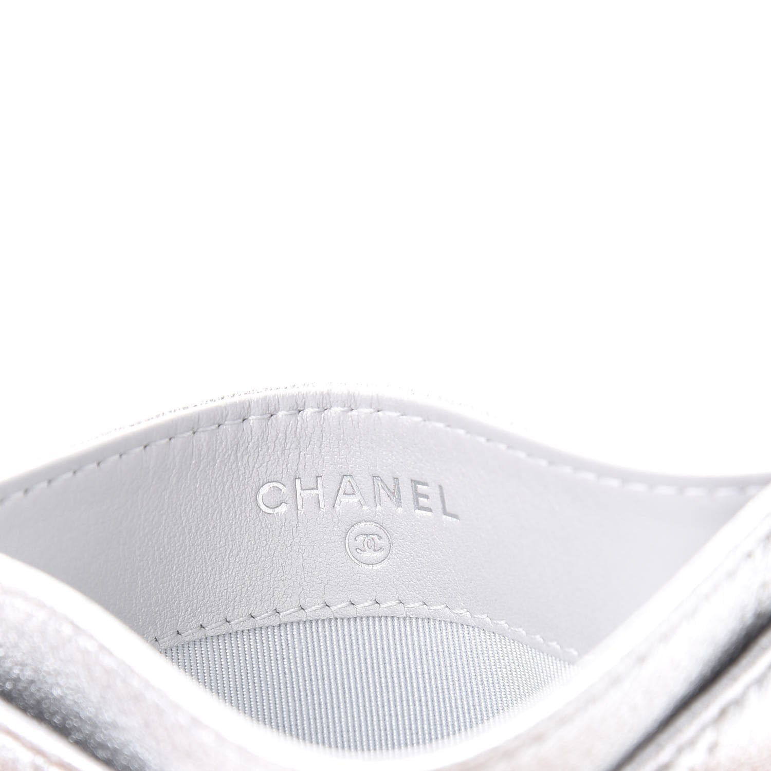 Chanel Metallic Lambskin Quilted Card Holder Silver 6 of 9