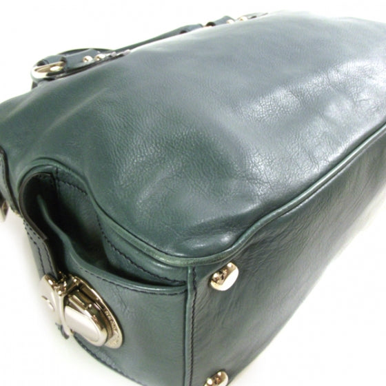 Leather Pocket Satchel Green