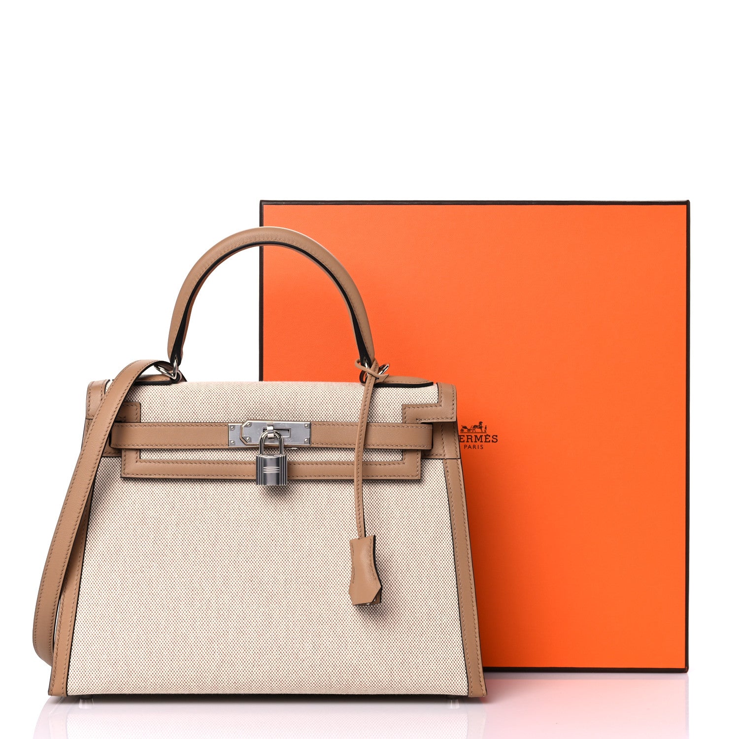 Hermes Toile H Swift Kelly Sellier 28 Ecru Chai 10 of 10