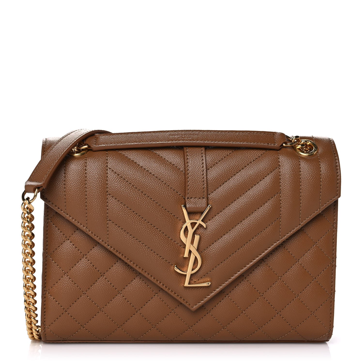 Saint Laurent Grain De Poudre Textured Mixed Matelasse Triquilt Medium Monogram Satchel Tan 1 of 10