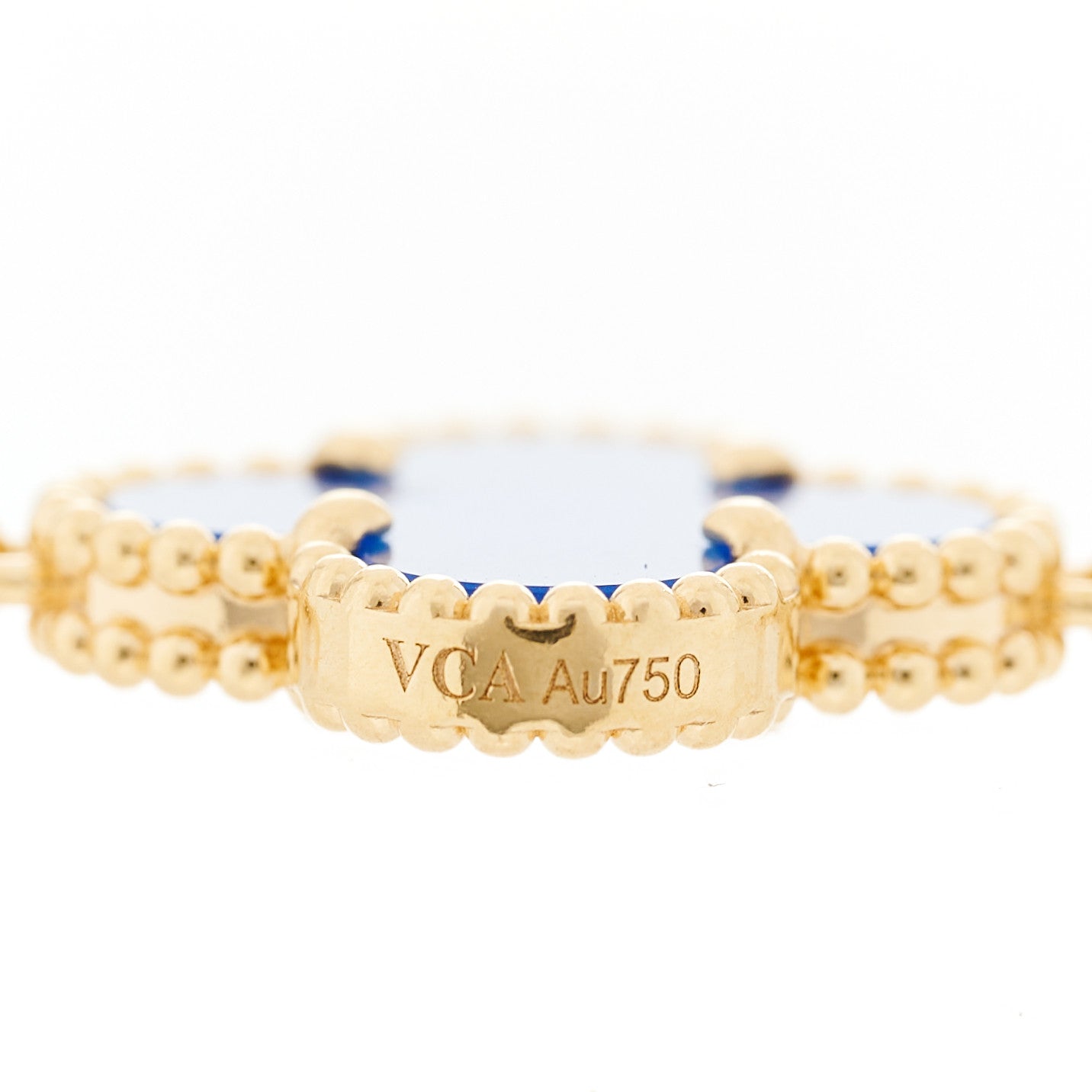 18K Yellow Gold Blue Agate 5 Motifs Vintage Alhambra Bracelet