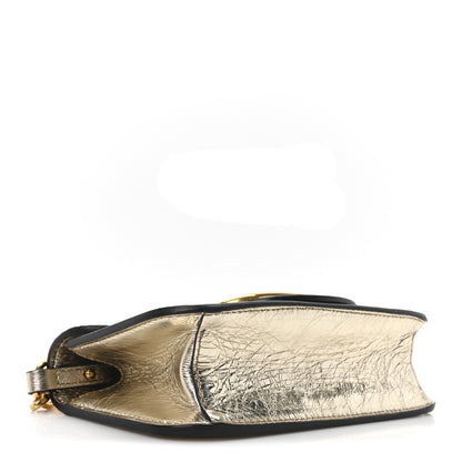 Valentino Garavani Metallic Crackle Effect Calfskin Vlogo Small Loco Shoulder Bag Platino 4 of 10