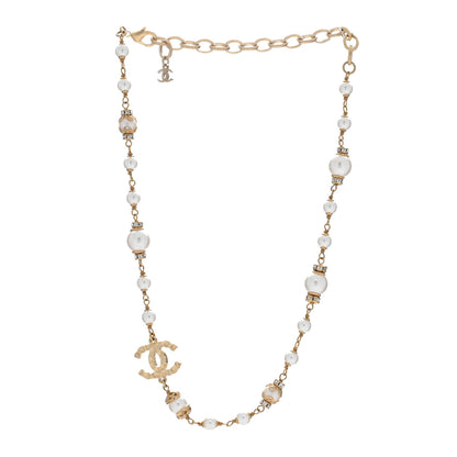 Chanel Pearl Crystal CC Necklace Gold 3 of 4