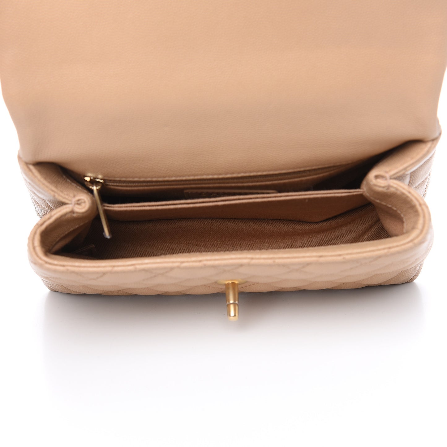 Caviar Quilted Mini Coco Handle Flap Beige