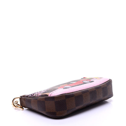 Louis Vuitton Damier Ebene 2019 Christmas Animation Mini Pochette Accessories Red 7 of 20