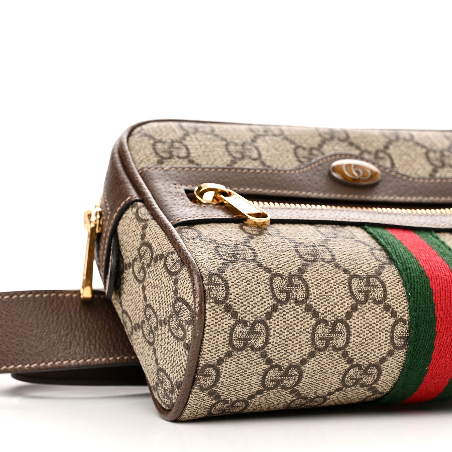 GG Supreme Monogram Web Small Ophidia Belt Bag 95 38 Dark Brown