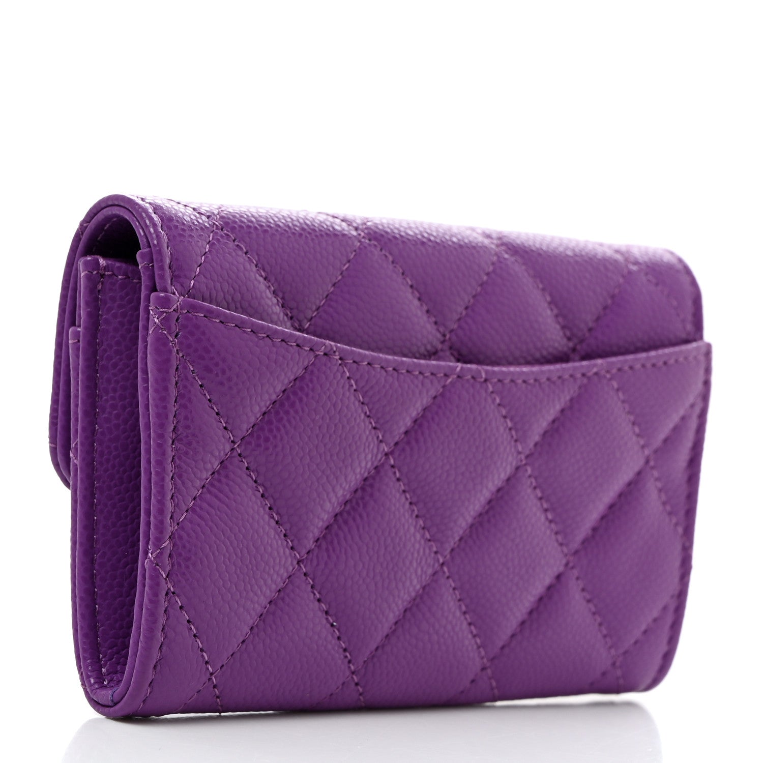 Chanel Caviar Quilted Flap Card Holder Wallet Purple 3 of 9