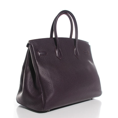 Hermes Taurillon Clemence Birkin 35 Raisin 6 of 58