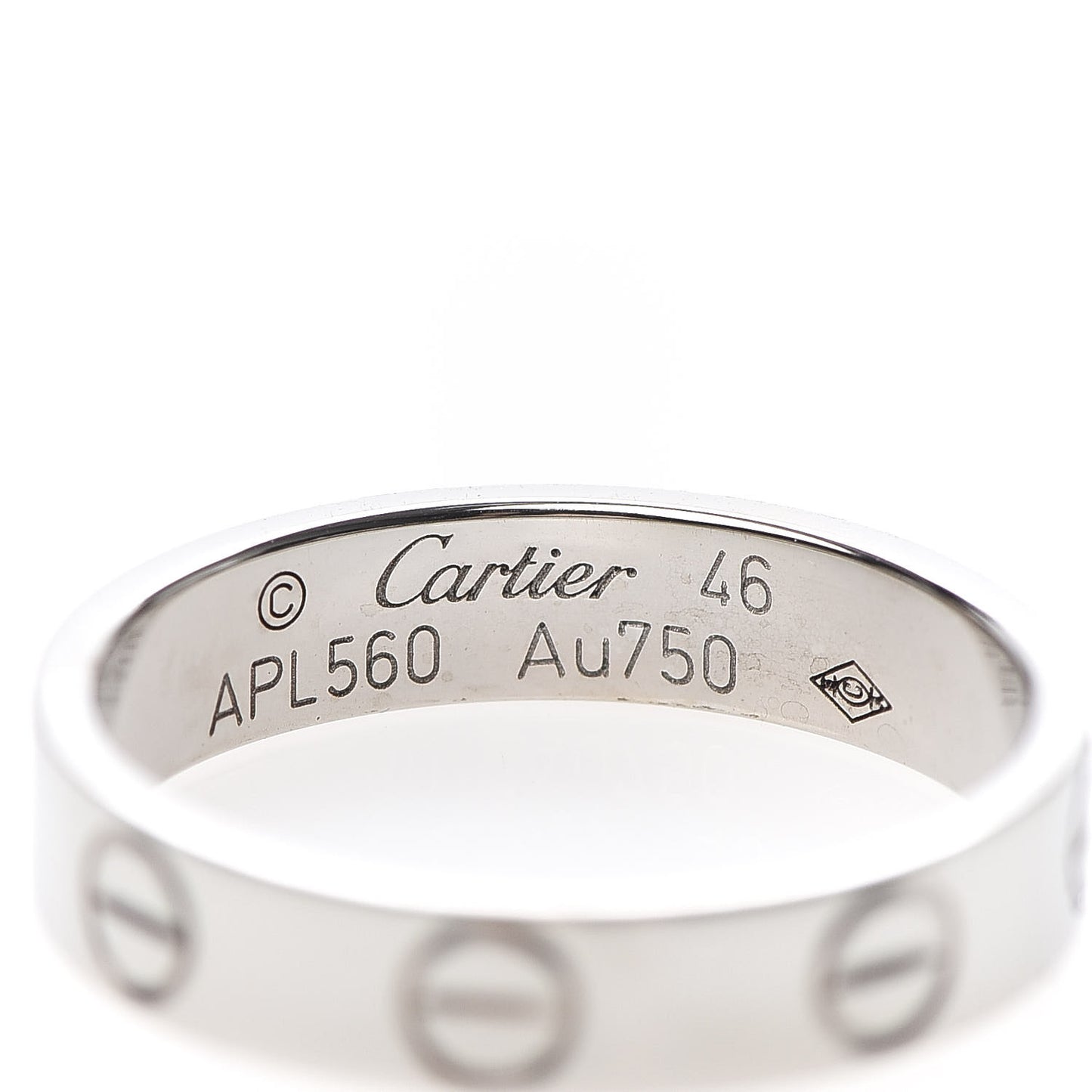 18K White Gold 3.5mm LOVE Wedding Band Ring 46 3.75