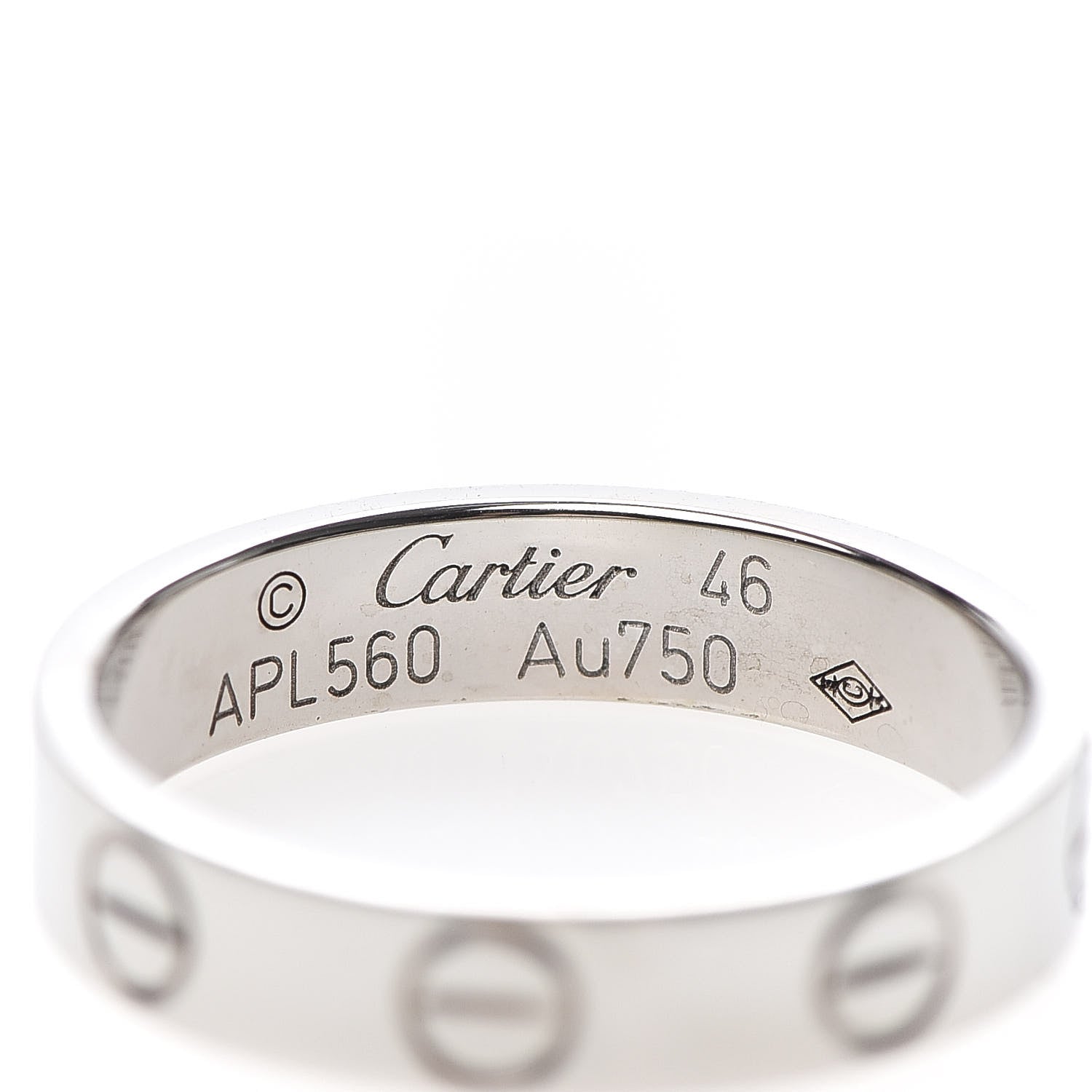 Cartier 18K White Gold 3.5mm LOVE Wedding Band Ring 46 3.75 4 of 4
