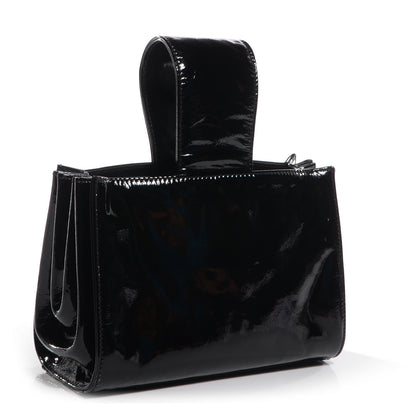 Chanel Patent Mademoiselle Lock Convertible Wrist Clutch Bag Black 3 of 8