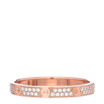 Cartier 18K Pink Gold Diamond 2.6mm LOVE Paved Band Ring 54 6.75 3 of 5
