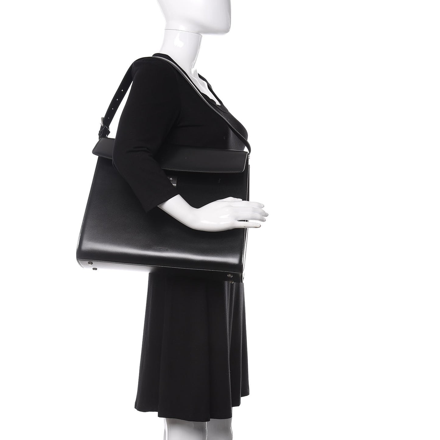 Shiny Box Calfskin Large Ghost Shoulder Bag Black
