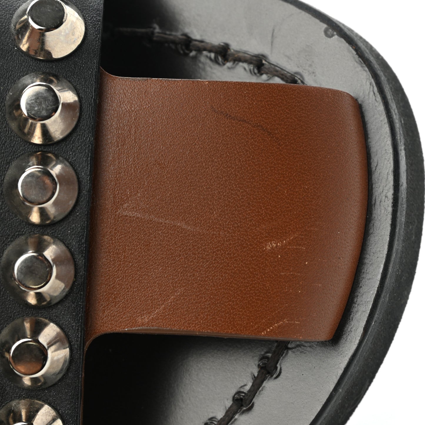 Calfskin Studded Mens Nova Sandals 8 Brown
