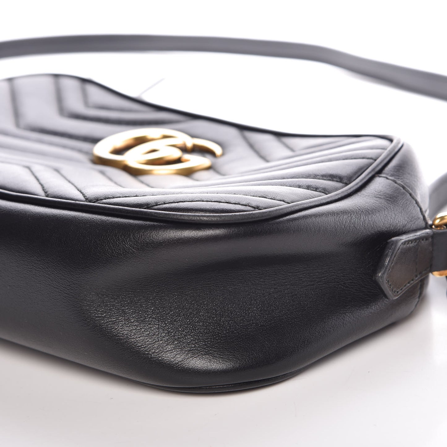 Calfskin Matelasse Small GG Marmont Chain Shoulder Bag Black