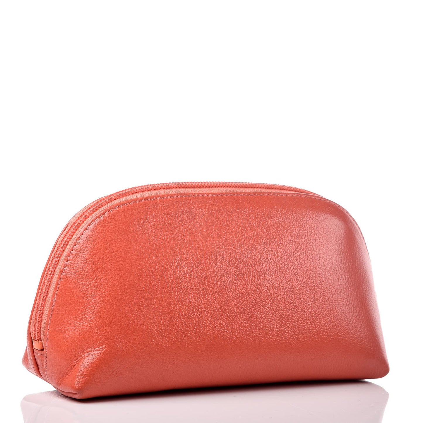 Goatskin Jacket Embossed Cosmetic Case Orange