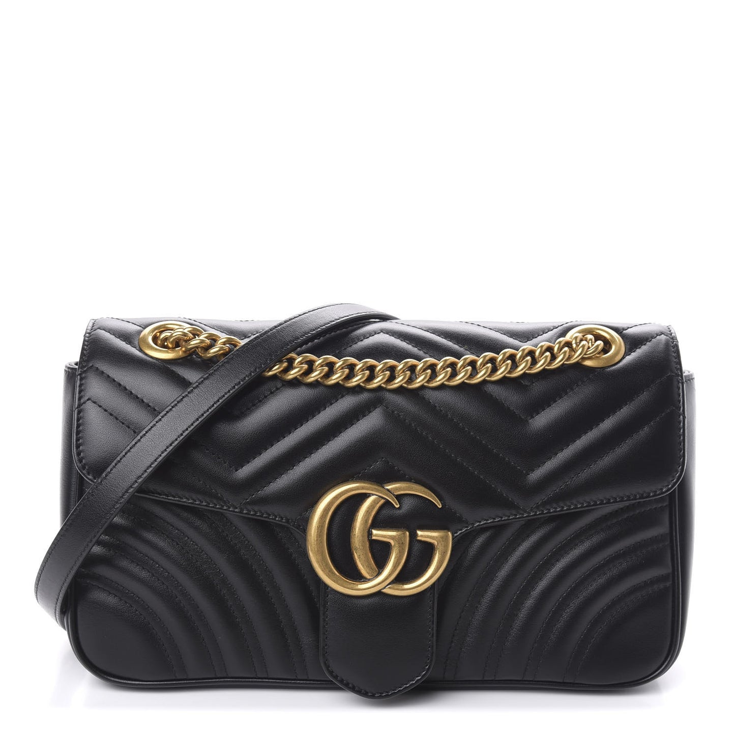 Calfskin Matelasse Small GG Marmont Shoulder Bag Black