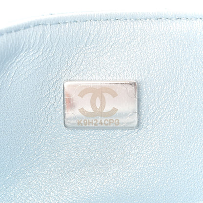 Chanel Perforated Lambskin Quilted Mini Rectangular Flap Light Blue Light Purple White 7 of 9