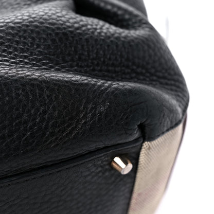 Burberry Grainy Calfskin House Check Small Maidstone Black 15 of 23