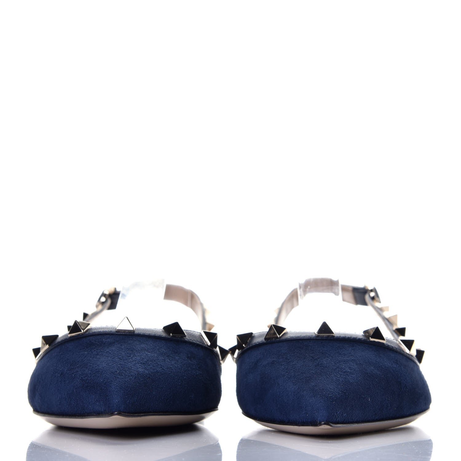 Valentino Garavani Suede Nappa Rockstud Slingback Flats 36.5 Marine 2 of 10