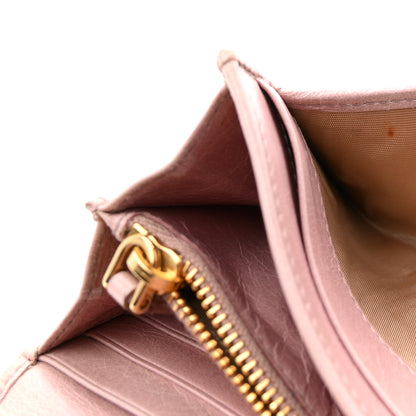 Prada Glossy Calfskin Triangle Quilted Triangle Continental Flap Wallet Light Pink 7 of 9